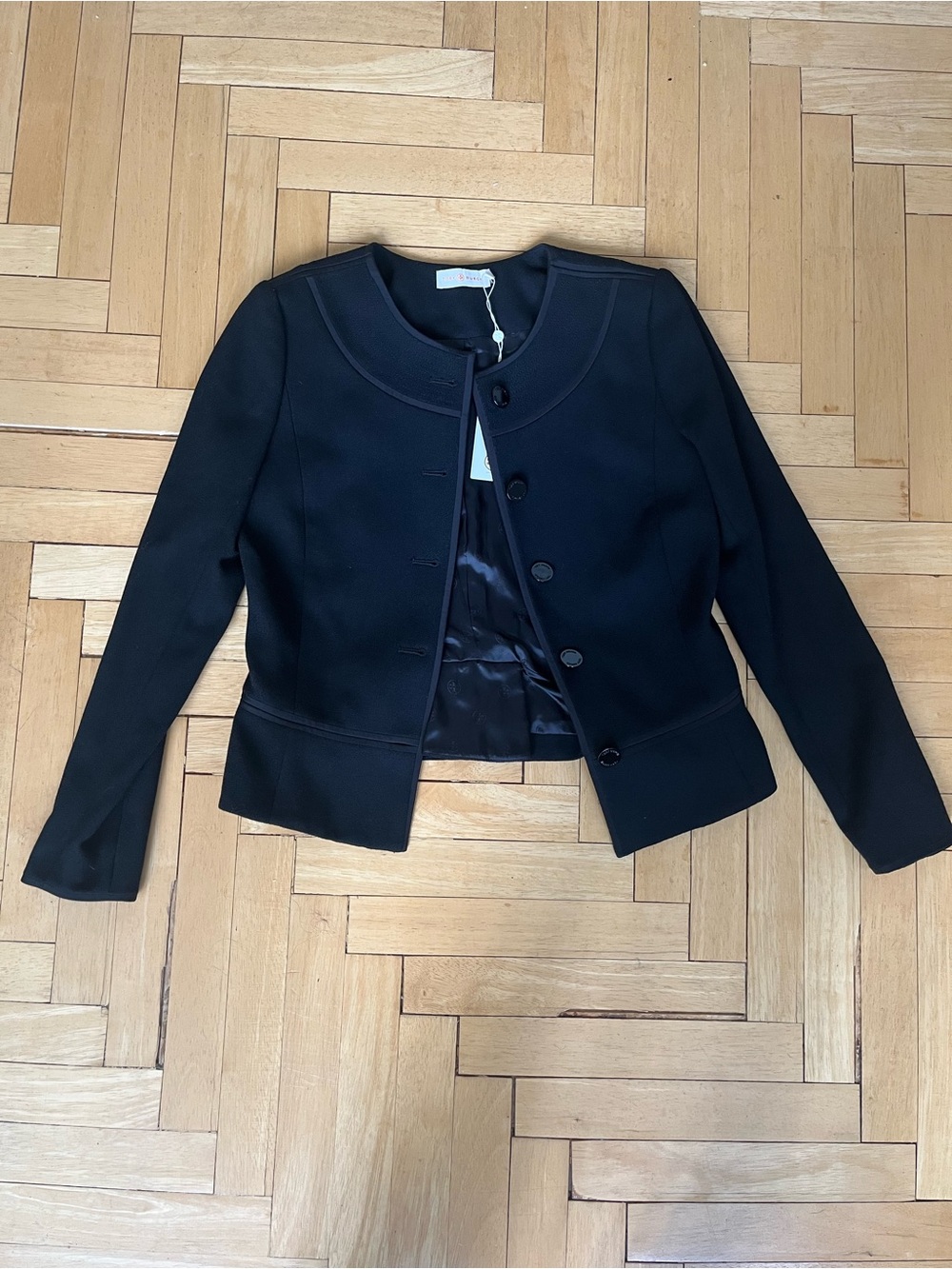 Tory Burch Black Collarless Button-Front Blazer Sz 0 NWT